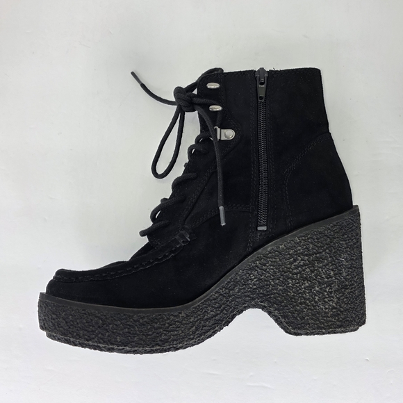 Zodiac Womens Talula Ankle Boots Faux Suede Chunky Wedge Heel Zip Size 6.5 Black - Picture 11 of 15